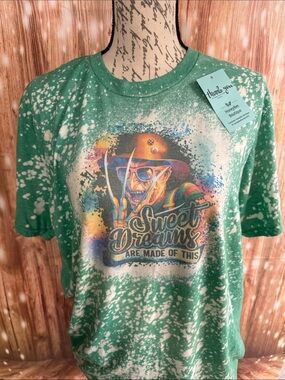 Freddy Krueger Halloween shirt Sweet Dreams Green Bleached Graphic